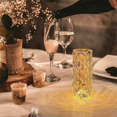 LED Crystal Table Lamp Diamond Rose Night Light Touch Atmosphere & Remote Control