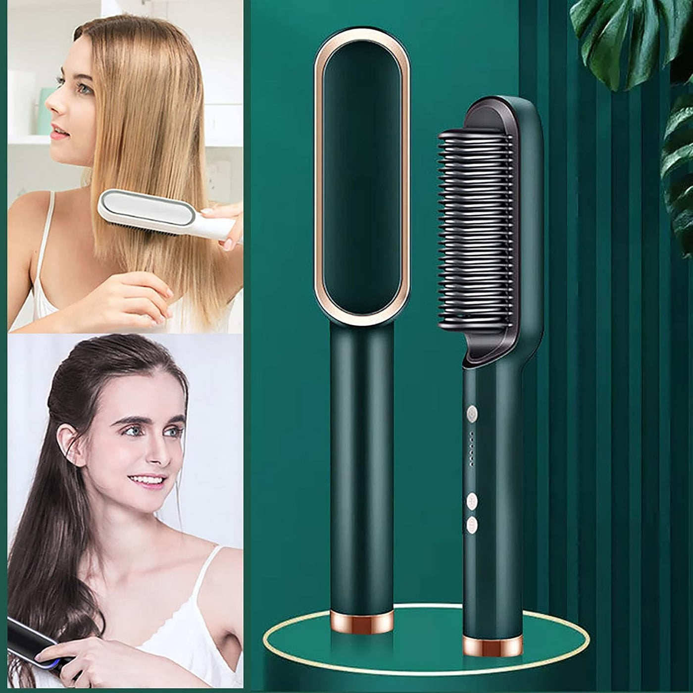 Maxwell Hair Straightener Brush, Hair Straightening Iron Built with Comb, Fast Heating & 5 Temp Settings & Anti-Scald, Perfect for Professional Salon at Home Hair Styler