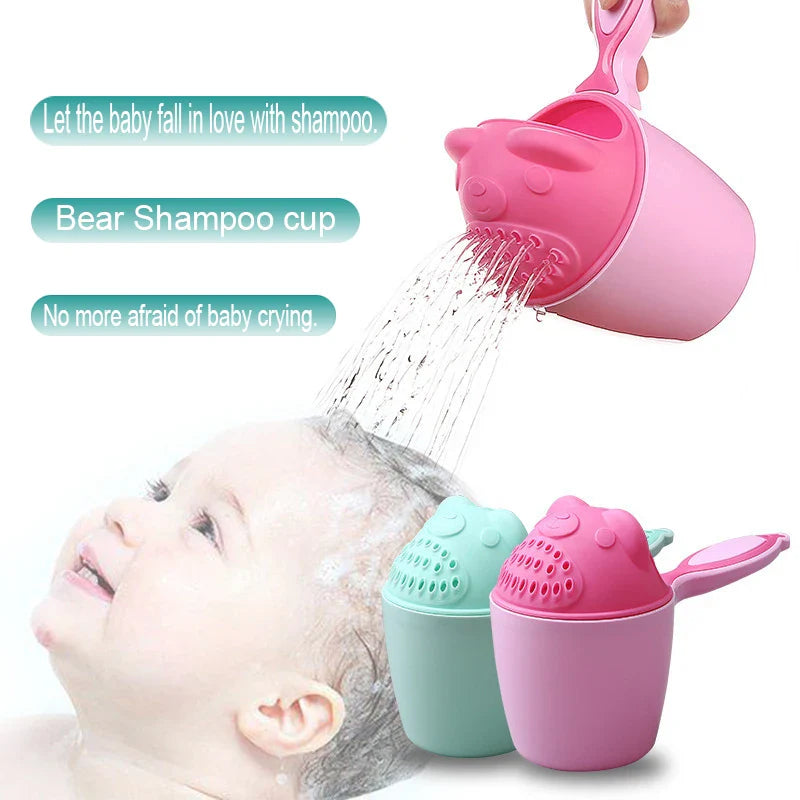 1PC Cute Cartoon Shampoo Cup Kids Wash Hair Shampoo Cup Baby Spoon Shower Bath Water Swimming Head Watering Bottle Bath Product