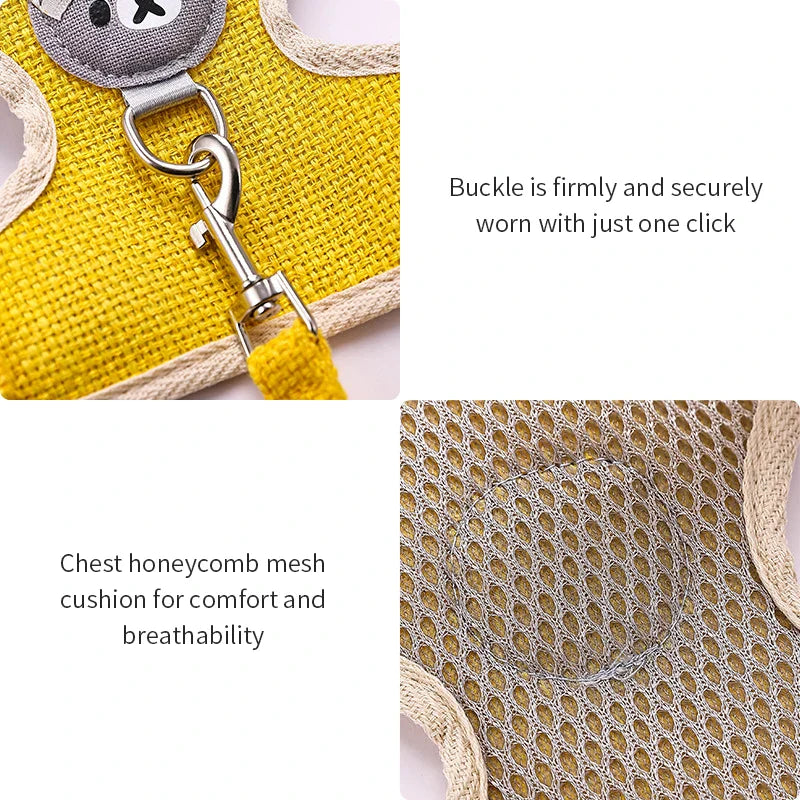 Newest Cute Rabbit Harness and Leash Set Bunny Pet Accessories Vest Harnesses Rabbit Leashes for Outdoor Walking Pets Supplies