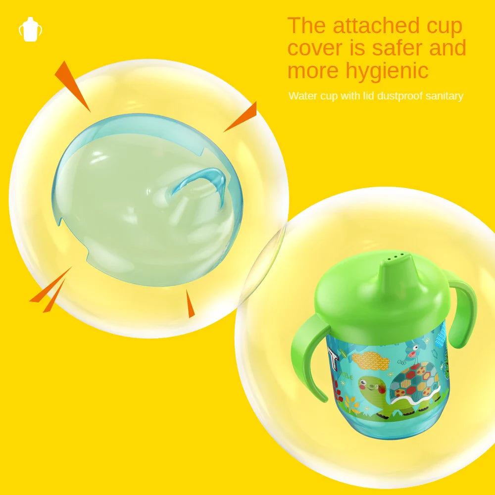 Cute Duckbill Cup Baby Learning Drinking Cup with Double Handle Flip Lid BPA Free Leakproof Infants Water Cups Bottle with Lid