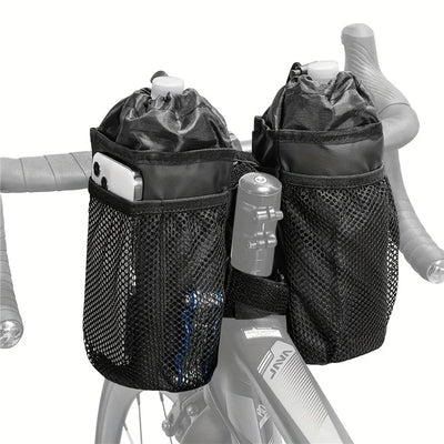 Bicycle Bag Bike Bottle Holder Handlebar Stem Thermal Bag With Mesh Pocket Coffee Cup Holders Cycling Water Bottle Carrier Bag
