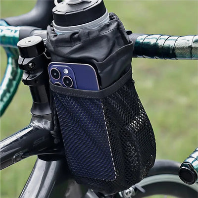 Bicycle Bag Bike Bottle Holder Handlebar Stem Thermal Bag With Mesh Pocket Coffee Cup Holders Cycling Water Bottle Carrier Bag