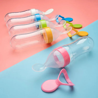 Baby Silicone Squeezing Feeding Bottle Newborn Baby Training Spoon Infant Cereal Food Supplement Feeder Bbay Safe Tableware