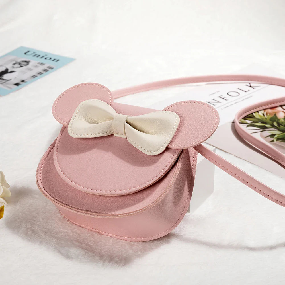 Little girl toddler mini crossbody bag, single shoulder bag, zero wallet with cute mouse ear bow