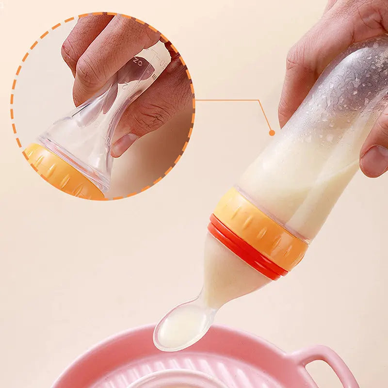 Baby Silicone Squeezing Feeding Bottle Newborn Baby Training Spoon Infant Cereal Food Supplement Feeder Bbay Safe Tableware