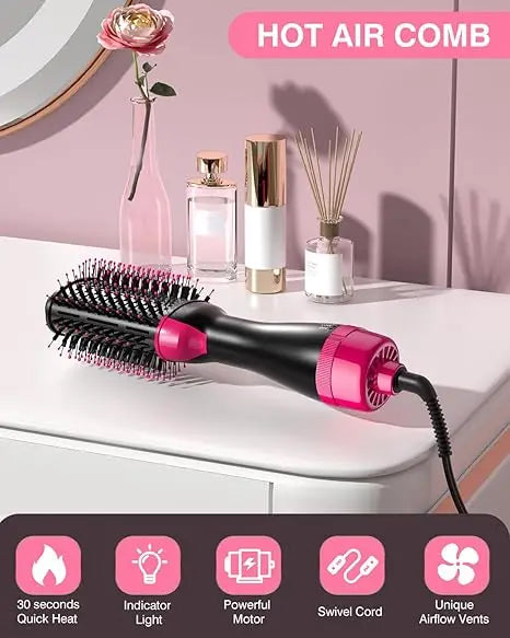 4 In 1 Hot Air Brush Styling Comb One-Step Heating Comb Hair Straightening Brush for Straight Curly Professional Hair Dryers