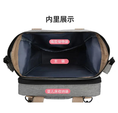 Go out Portable Folding Baby Crib Mummy Backpack Fashion Casual Large Capacity Hanging Stroller Baby Diaper Bag