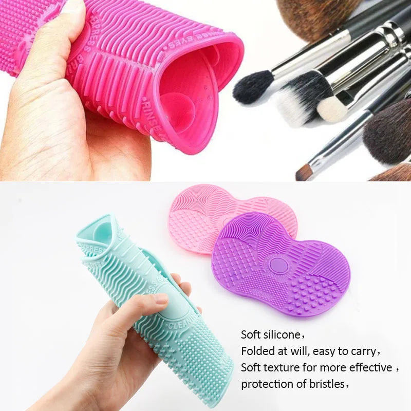 Beauty Multifunctional Powder Sponge Clean with Suction Cup Silicone Brush Pad Beauty Makeup Brush Cleaning Pad Tool Frosted