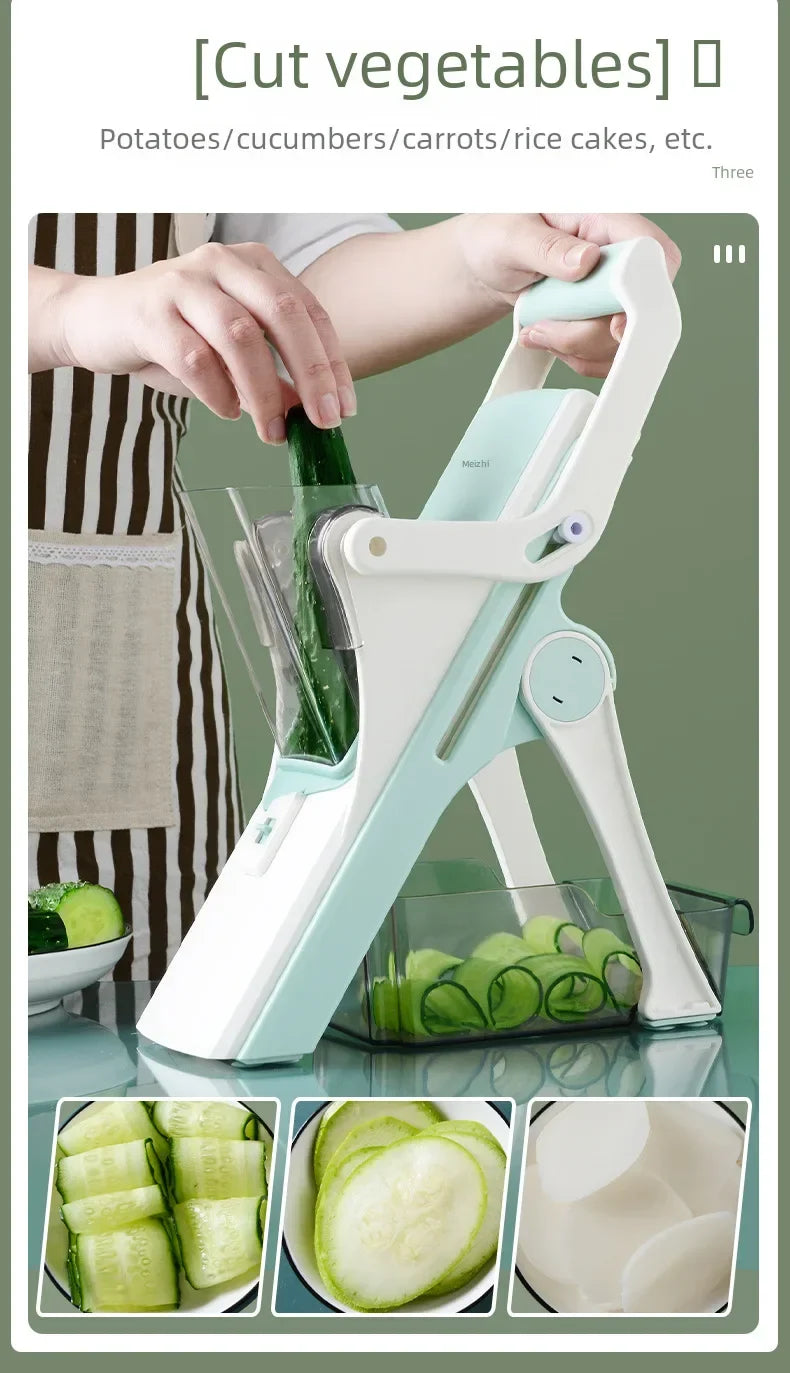 Vegetable Slicer Multi Function Shredder Manual Cutter Grater Kitchen Gadget Chopper Dicer Food Processor Cutting Tool Cooking