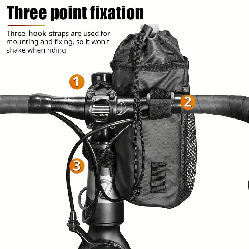 Bicycle Bag Bike Bottle Holder Handlebar Stem Thermal Bag With Mesh Pocket Coffee Cup Holders Cycling Water Bottle Carrier Bag