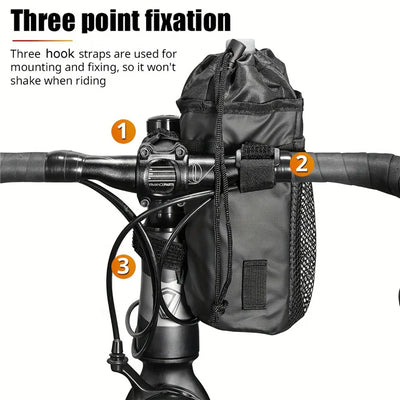 Bicycle Bag Bike Bottle Holder Handlebar Stem Thermal Bag With Mesh Pocket Coffee Cup Holders Cycling Water Bottle Carrier Bag