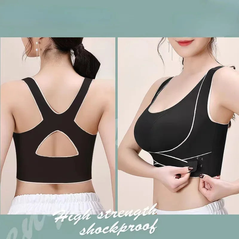 Sports Bra Cross-front Buckle Beauty Back Wireless Sports Bra Gathered Anti-sagging Women's Adjustable Bra Gym Yoga Underwear