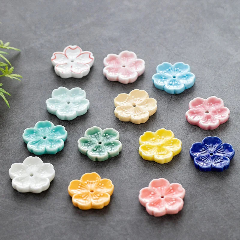 1pc Cherry Blossom Incense Burner Home Ceramic Decor Incense Stick Holder Aromatherapy Censer Office Teahouse Ornament