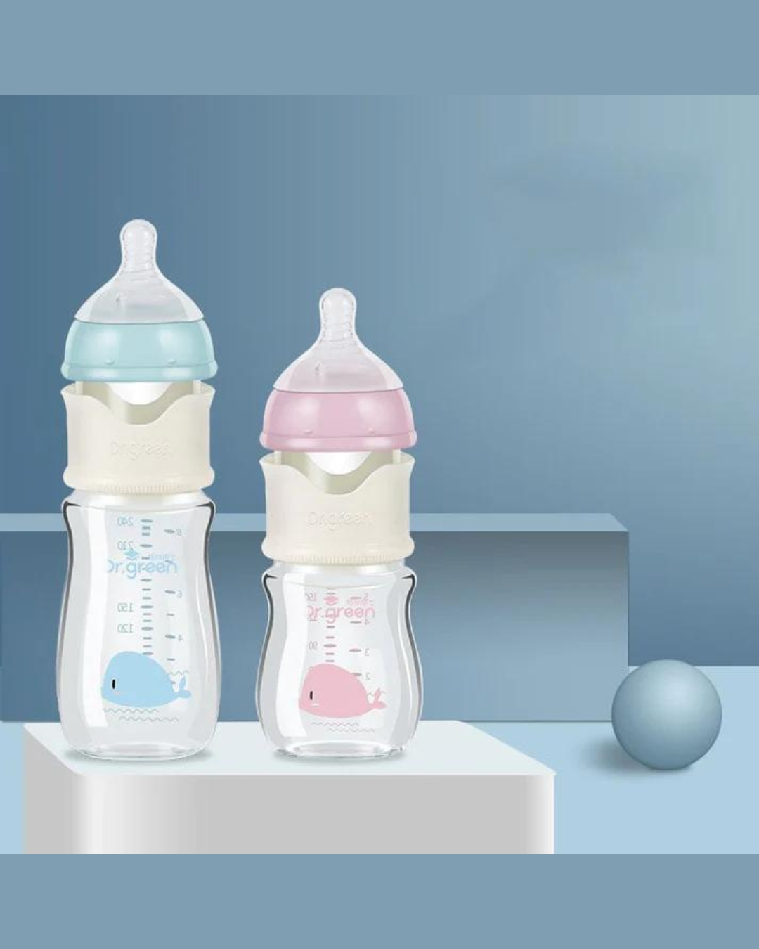 "Celestial Glass Baby Bottle - Safe, Stylish, and Secure Feeding"